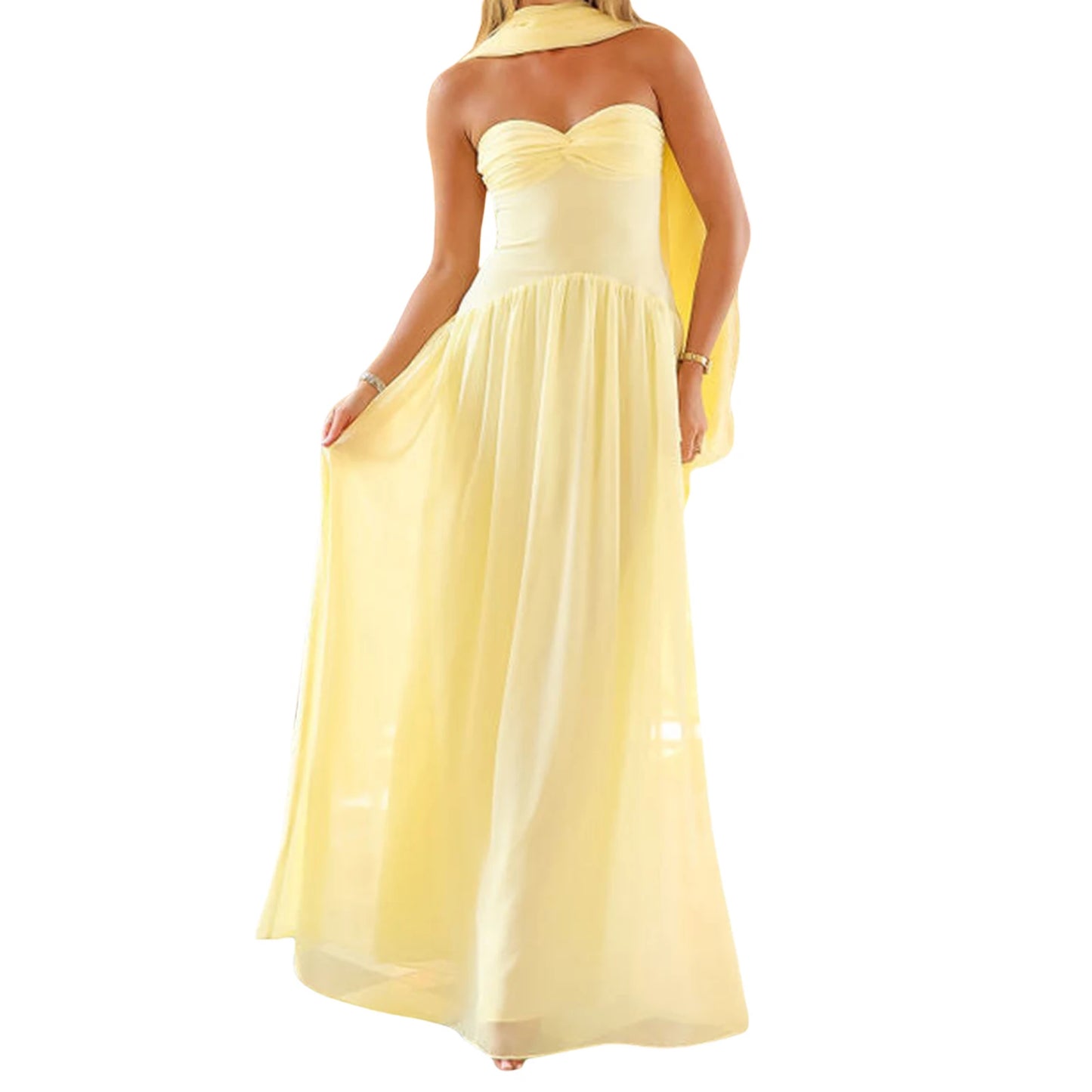 Elegant Maxi Dress with Off-Shoulder Design and Matching Belt for Women s Summer Fashion Statement