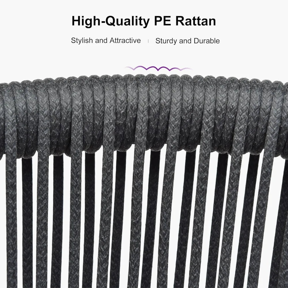 11 Pieces Patio Dining Set Wicker Outdoor Furniture Rectangular Table and Chairs Set for Garden Deck Teak-Finish Aluminum Frame