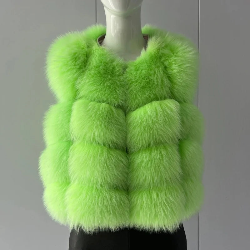 kejinyuan real fox fur raccoon fur vest Women's Natural winter warm sleeveless