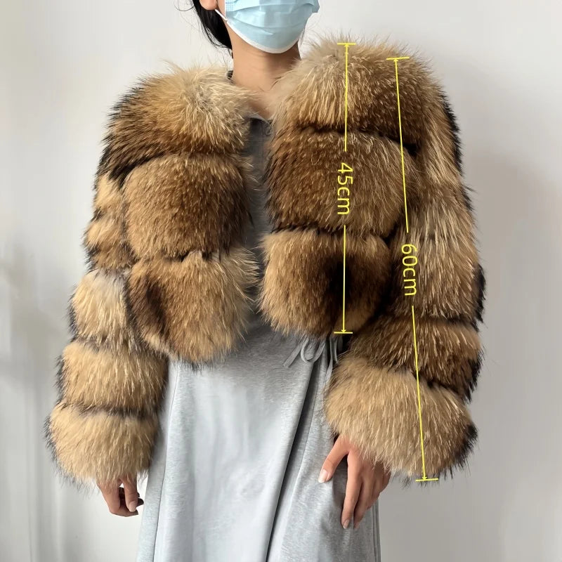 Real Raccoon Fur Coat Super Hot Winter Women Luxury ThickNatural Fox Fur Jacket Plus Size Furry Jackets Female Vest