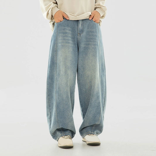 Korean Popular Clothes Y2k Old Wash Baggy Jeans Man‘S 2000s Casual Gothic Wide Pants Split Splicing Design Retro Loose Pants