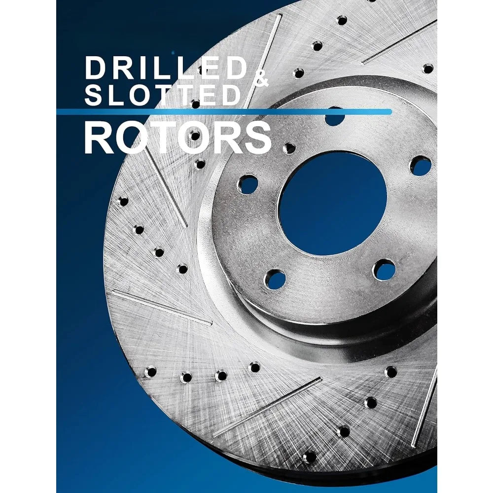 10 Piece Brake Kit for Acura MDX 2014 2015 2016 Drilled Slotted Rotors Pads