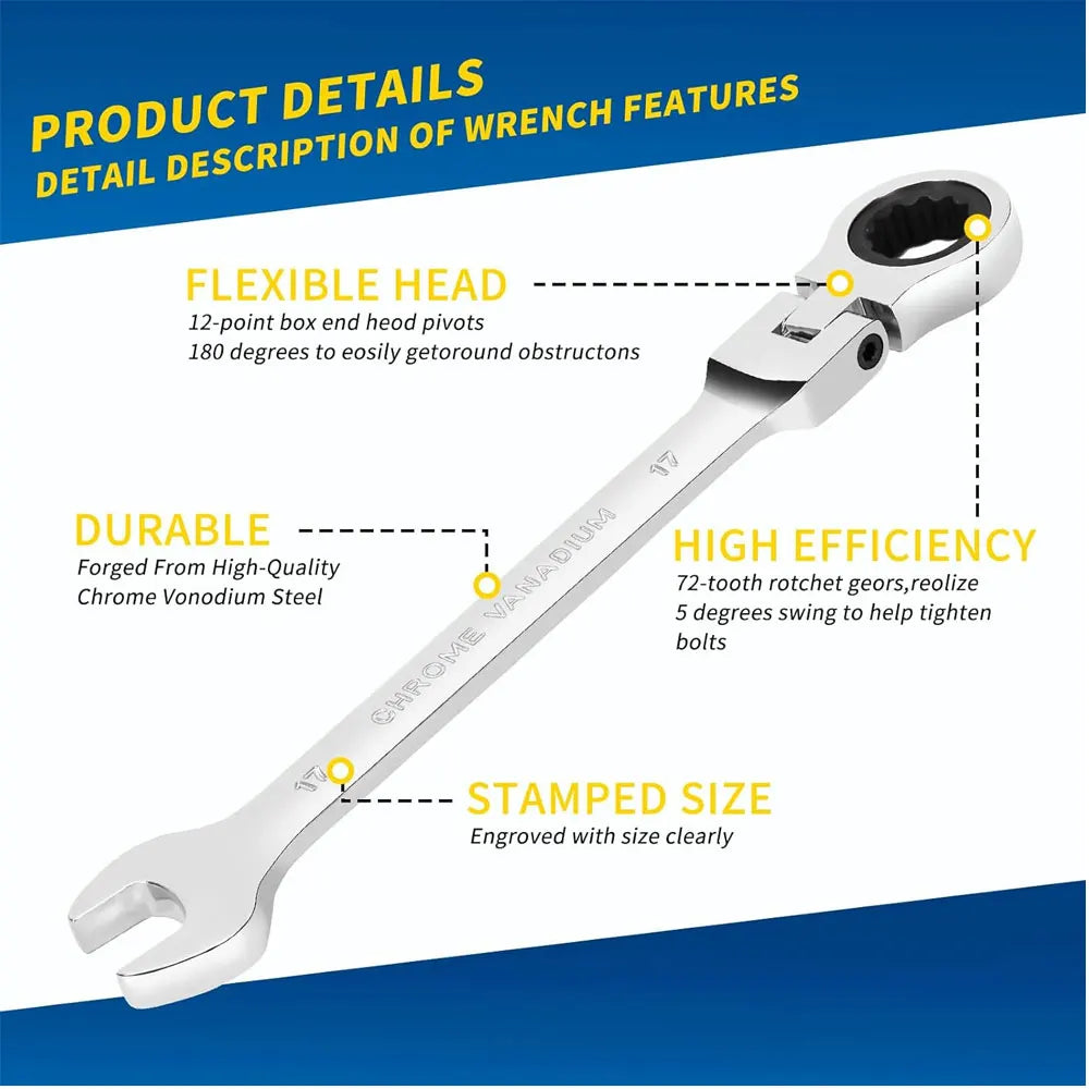 72-Tooth Flexible Ratcheting Wrench Spanner Tool Combination Socket 6mm-32mm