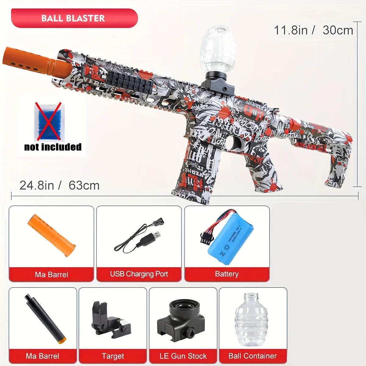 Electric M4 Toy Gel Blater, New Edition, High Speed, Rechargeable Battery And Protective Eyewear, Automatic Outdoor Toys