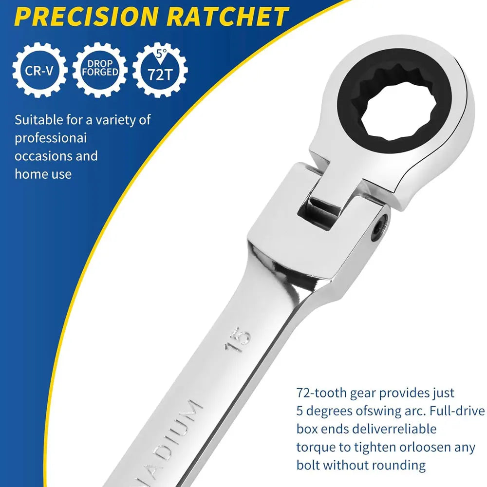 72-Tooth Flexible Ratcheting Wrench Spanner Tool Combination Socket 6mm-32mm
