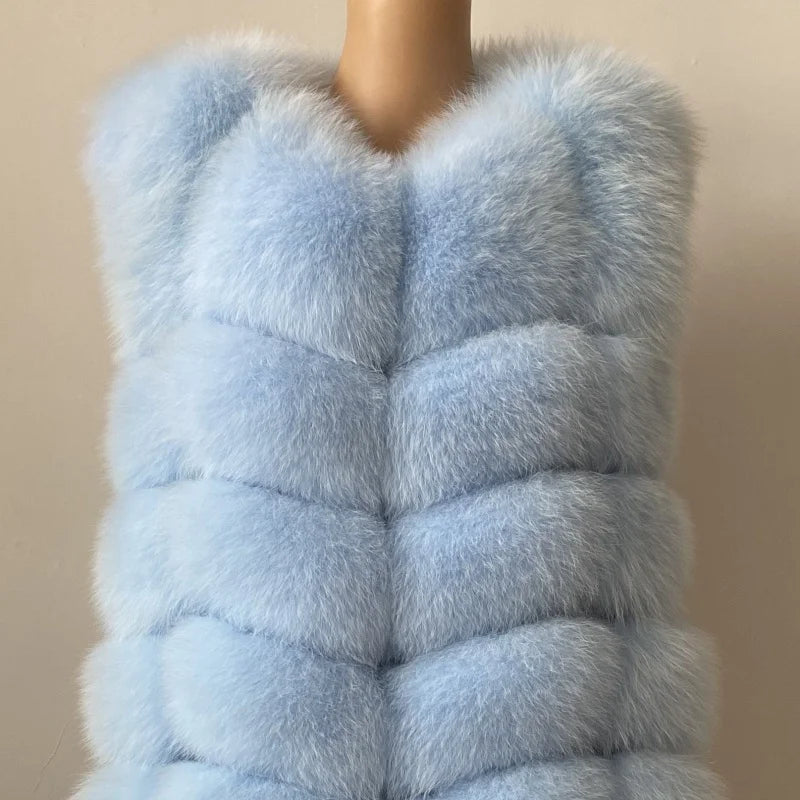 kejinyuan real fox fur raccoon fur vest Women's Natural winter warm sleeveless