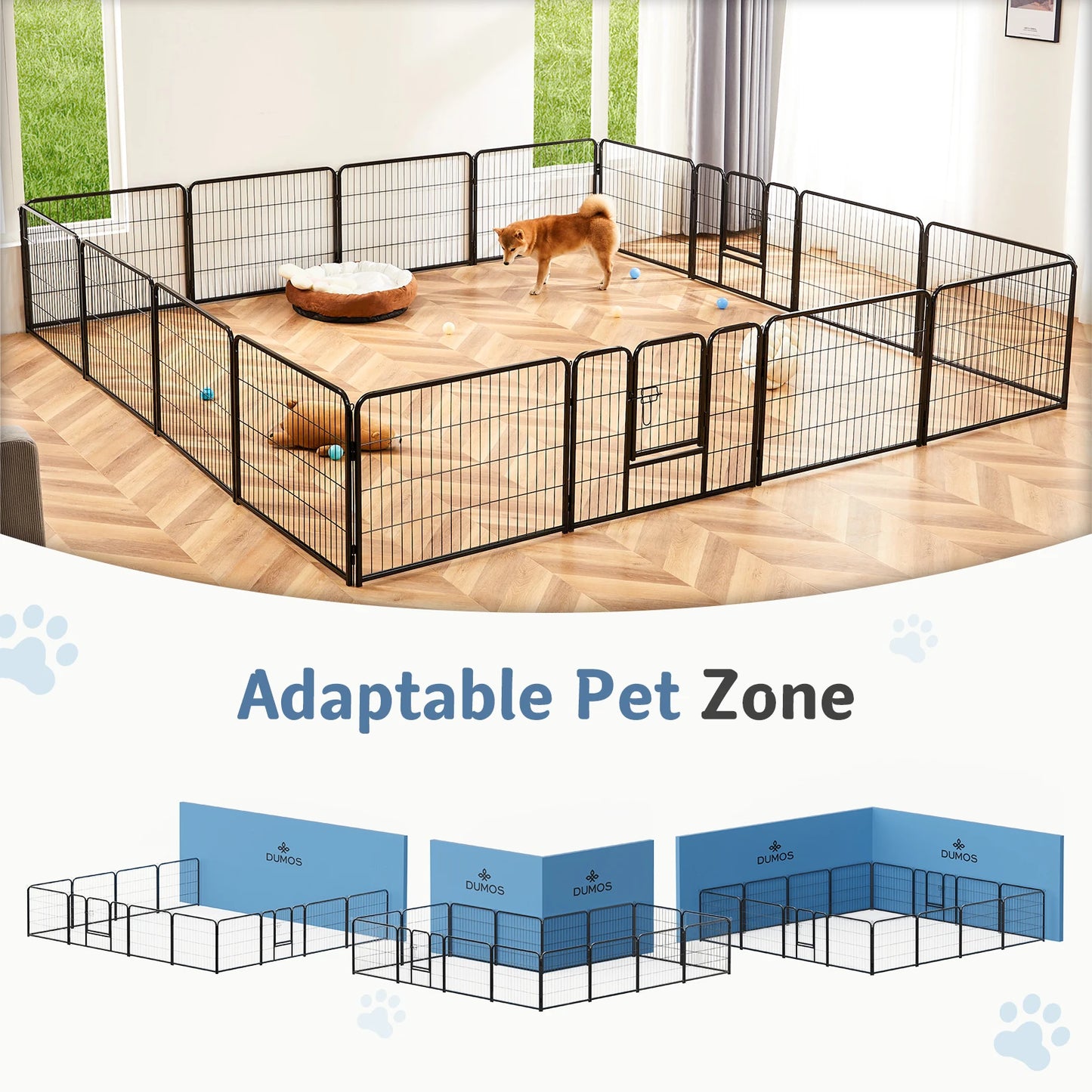 JHK Heavy Duty 16 Panel Dog Playpen Indoor Outdoor Metal Pet Fence Gate