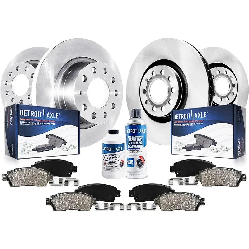 Detroit Axle Brake Kit Front 11.34 Inch Rear 10.24 Inch Disc Rotors Ceramic Pads