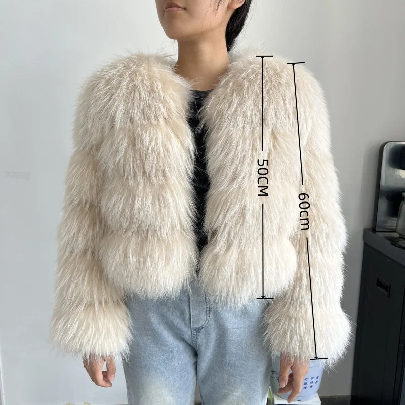 Real Raccoon Fur Coat Super Hot Winter Women Luxury ThickNatural Fox Fur Jacket Plus Size Furry Jackets Female Vest