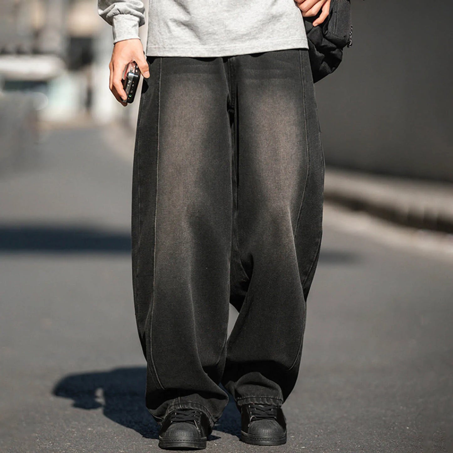 Korean Popular Clothes Y2k Old Wash Baggy Jeans Man‘S 2000s Casual Gothic Wide Pants Split Splicing Design Retro Loose Pants