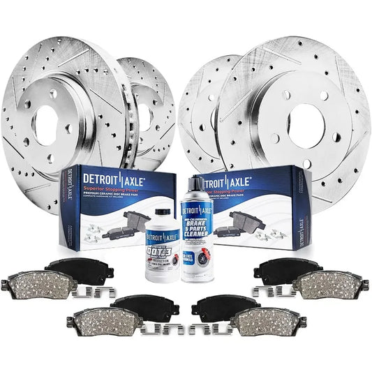 Detroit Axle Brake Kit with Drilled Slotted Rotors and Ceramic Pads for Honda Odyssey