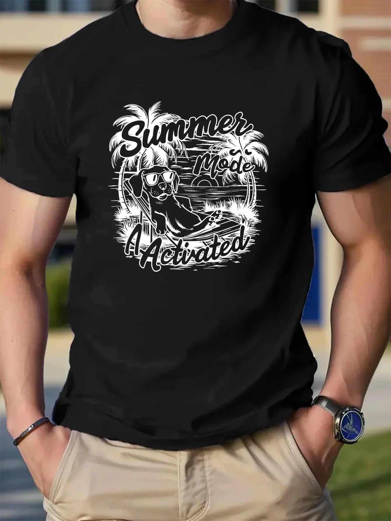 Fashion Print Cotton short-sleeved T-shirt American fashion trendy brand printed bottoming shirt for men and teenagers spring an