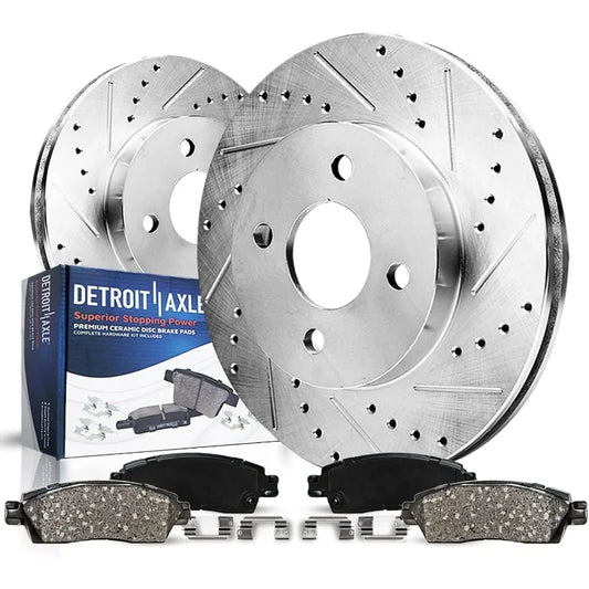 Detroit Axle Front Brake Kit Drilled Slotted Rotors Ceramic Pads for Chevrolet Cobalt