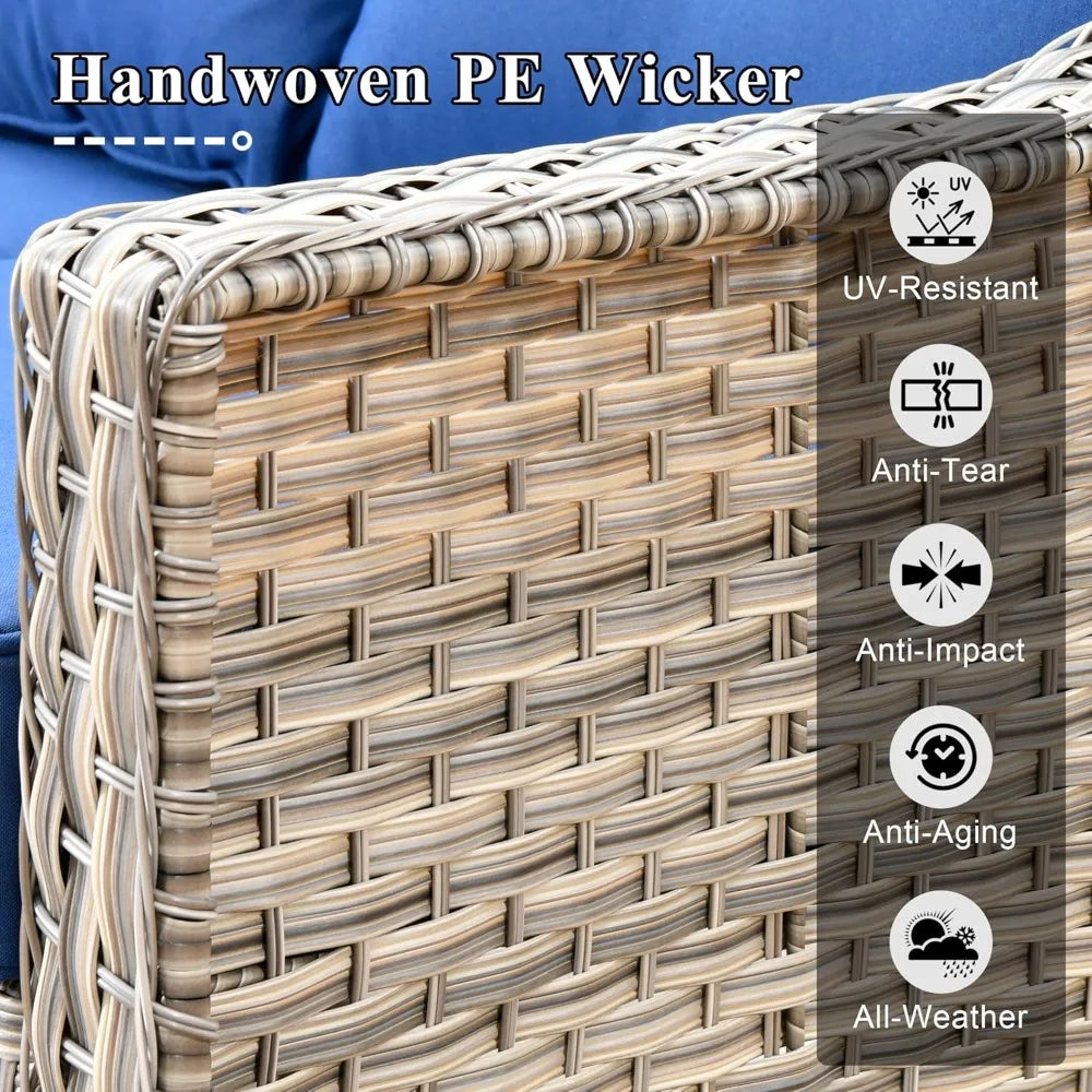 Patio Conversation Set,5 Pieces Wicker Patio Furnitures with Swivel Chair and Coffee Table,All Weather Patio Furniture Set