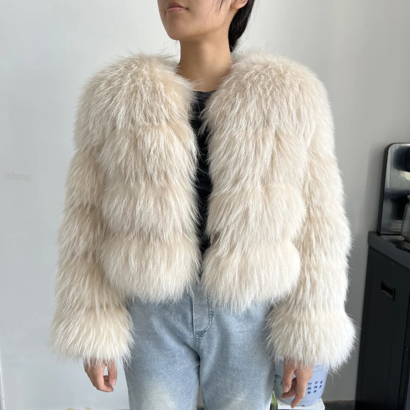 Real Raccoon Fur Coat Super Hot Winter Women Luxury ThickNatural Fox Fur Jacket Plus Size Furry Jackets Female Vest