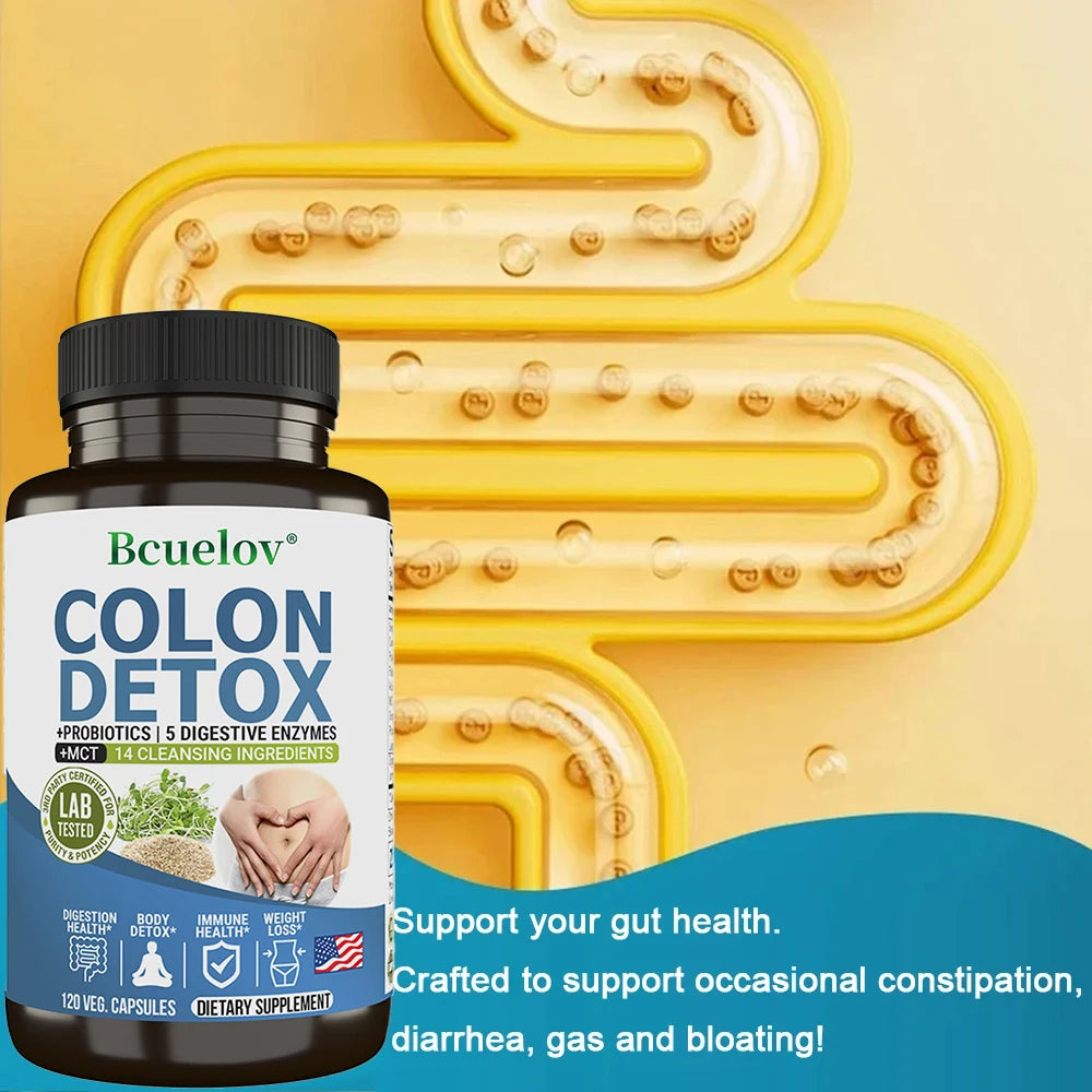 Colon Cleanser Detox Supplements - Bowel Cleansing & Probiotics - Natural Digestion, Constipation & Bowel Relief, Bowel Health
