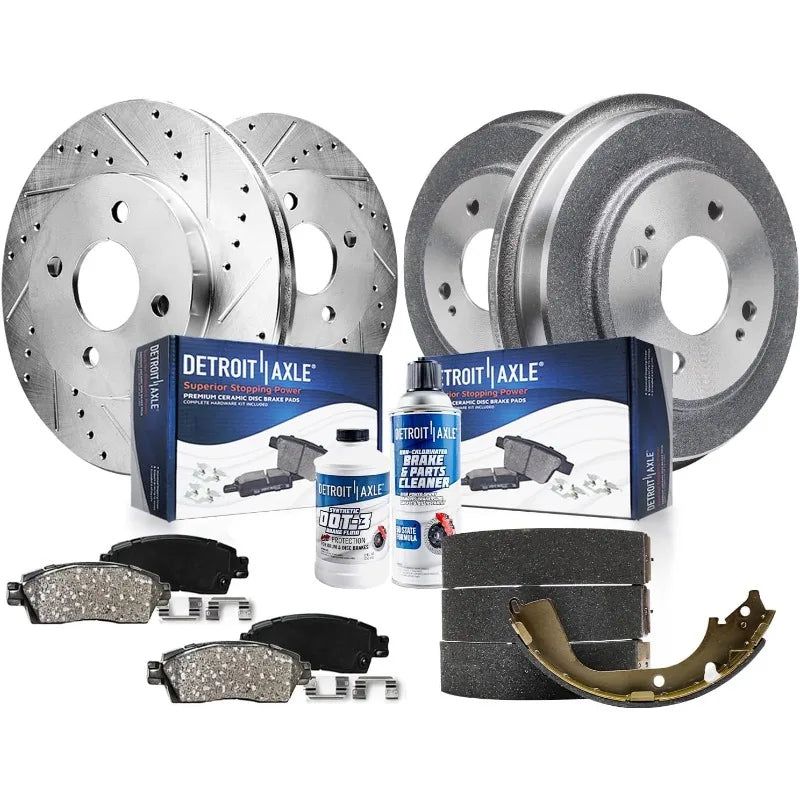 Detroit Axle 1.7L Brake Kit Front Drilled Rotors Ceramic Pads for Honda Civic