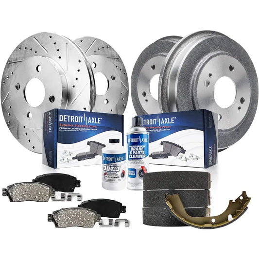 Detroit Axle 1.7L Brake Kit Front Drilled Rotors Ceramic Pads for Honda Civic