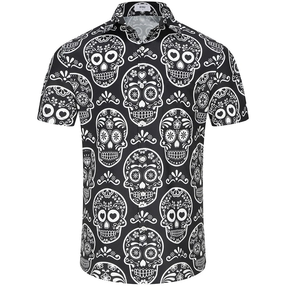 KYKU Mexico Shirt for Men Funny Beach Shirts Hawaiian Button Down Short Sleeve