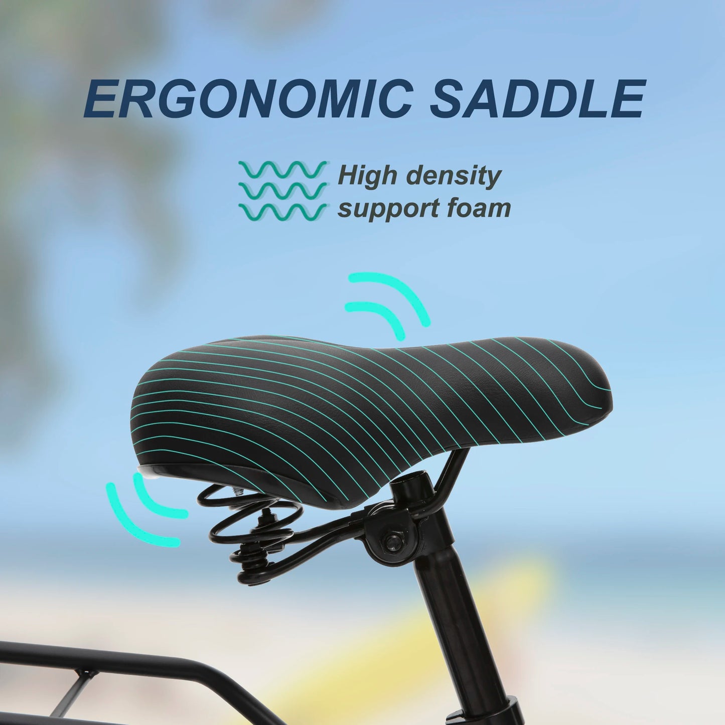 26 inch 7 speed beach bike, steel frame, upright comfortable seat, U-brake, multi-function rear rack, , unisex