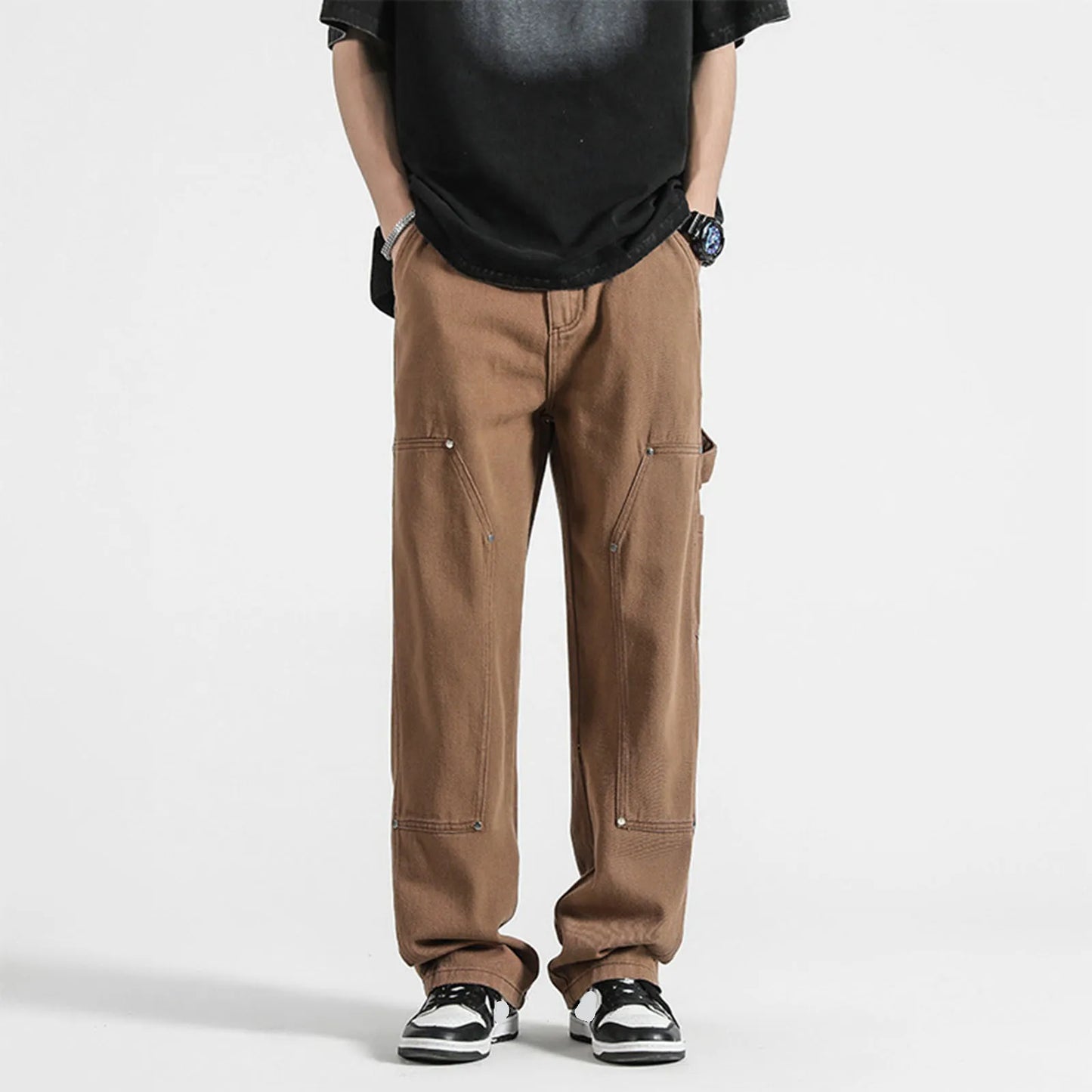 Korean Popular Clothes Men'S Clothing Gothic Style Oversize Y2k Baggy Jeans Japanese Denim Flared Jeans Straight Wide Pants