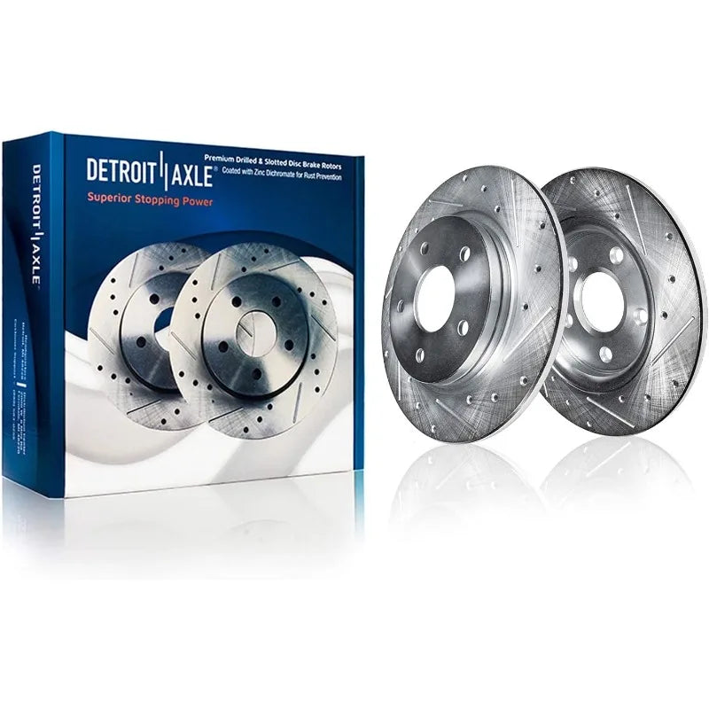 Detroit Axle Brake Kit with Drilled Slotted Rotors and Ceramic Pads for Honda Odyssey
