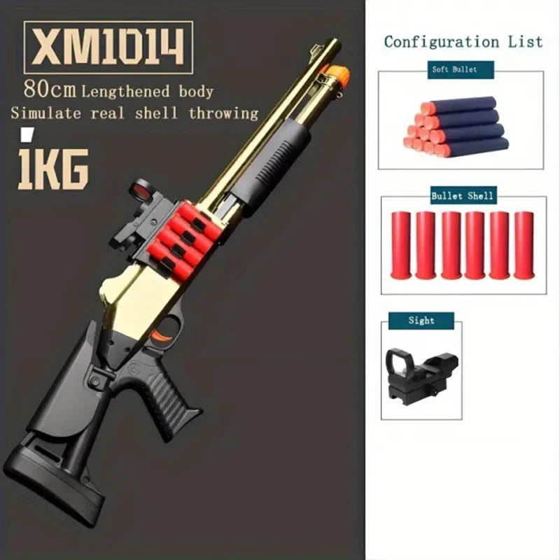 Soft Bullet Toy Gun Shotgun with Shell Ejection Function and Long Range Shooting Distance