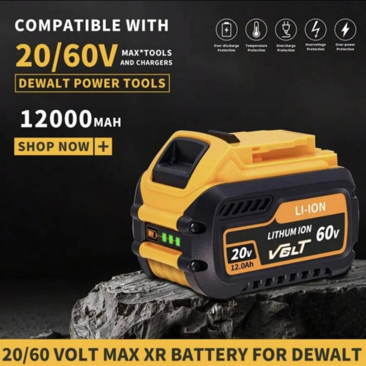12.0Ah 20V 60V Replacement Battery for Dewalt Flex-Volt DCB606 DCB609 DCB612