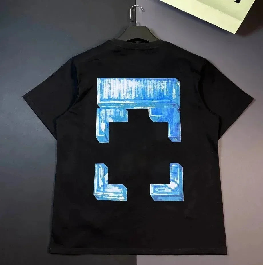 New High-end Brand Logo Print Summer Stylish Cotton Loose T-shirt Tops Crew Neck Oversize Men's Clothing Tees EU Size