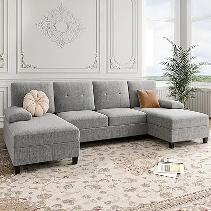 Sectional Sofas for The Living Room, U-Shaped Couch with Dual Chaise Lounge, 4-Seat Furniture Set Featuring Soft Cushions and L