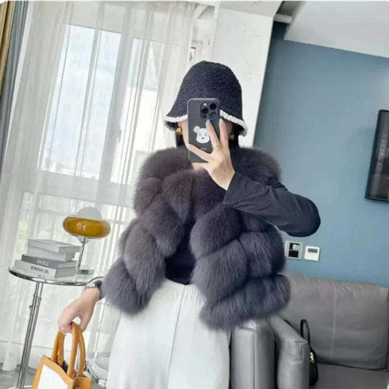 kejinyuan real fox fur raccoon fur vest Women's Natural winter warm sleeveless
