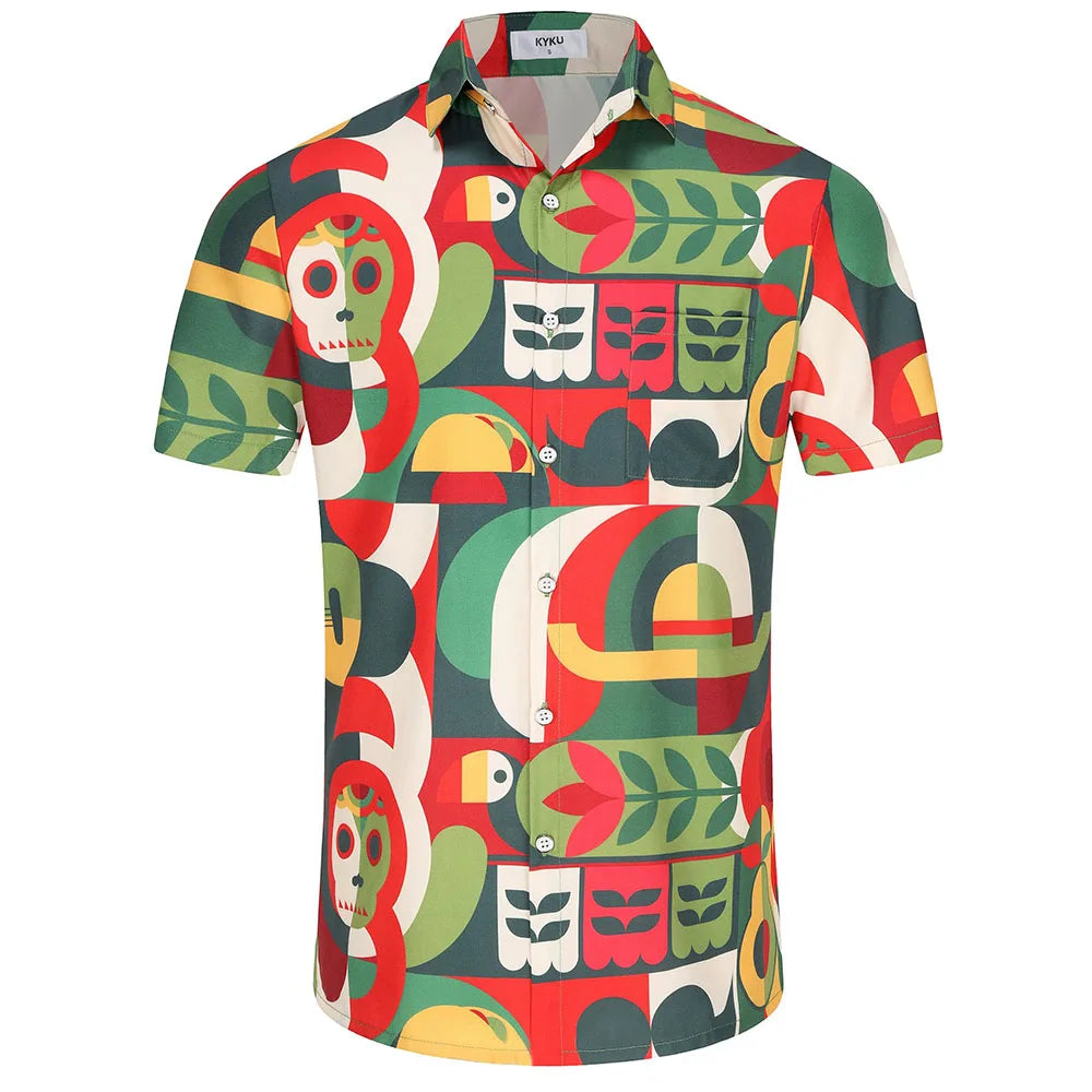 KYKU Mexico Shirt for Men Funny Beach Shirts Hawaiian Button Down Short Sleeve