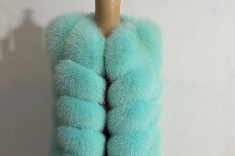 kejinyuan real fox fur raccoon fur vest Women's Natural winter warm sleeveless