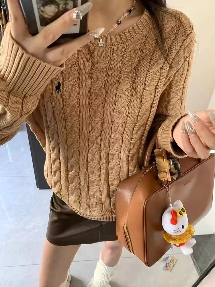 Couple's boutique high-end embroidered knitted women's cashmere sweater round neck men's pullover long sleeved new cashmere swea