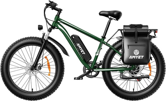 AMYET EB26 Electric Bike for Adults 1000W Electric Bicycle 48V 15AH E Bike 26" Fat Tire Mountain 31mph Dual Shock Absorber Ebike