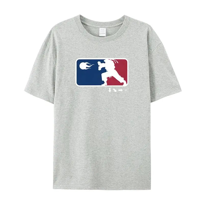 2025 Summer Cotton Crew Neck T-Shirt Game Street Fighter Short Sleeve Loose and Versatile for Men and Women