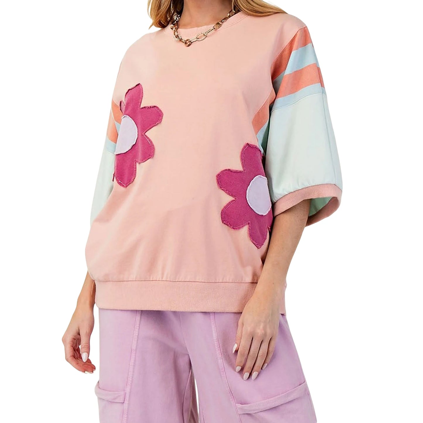 Women s V-Neck Short Sleeve Striped Print Casual T-shirt with Pocket for Summer Beach Vacation or Daily Wear