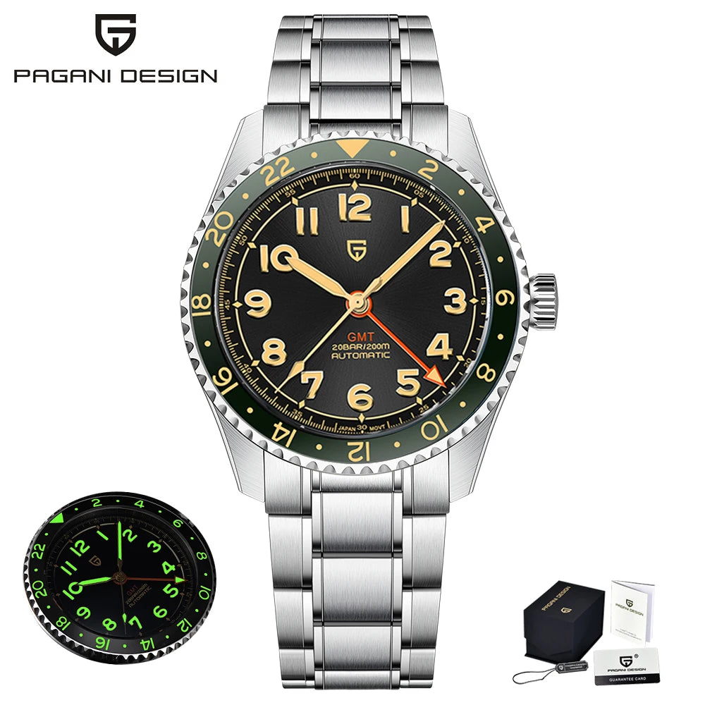 Pagani Design 2025 NH34 GMT Men's Automatic Mechanical Watch Stainless Steel