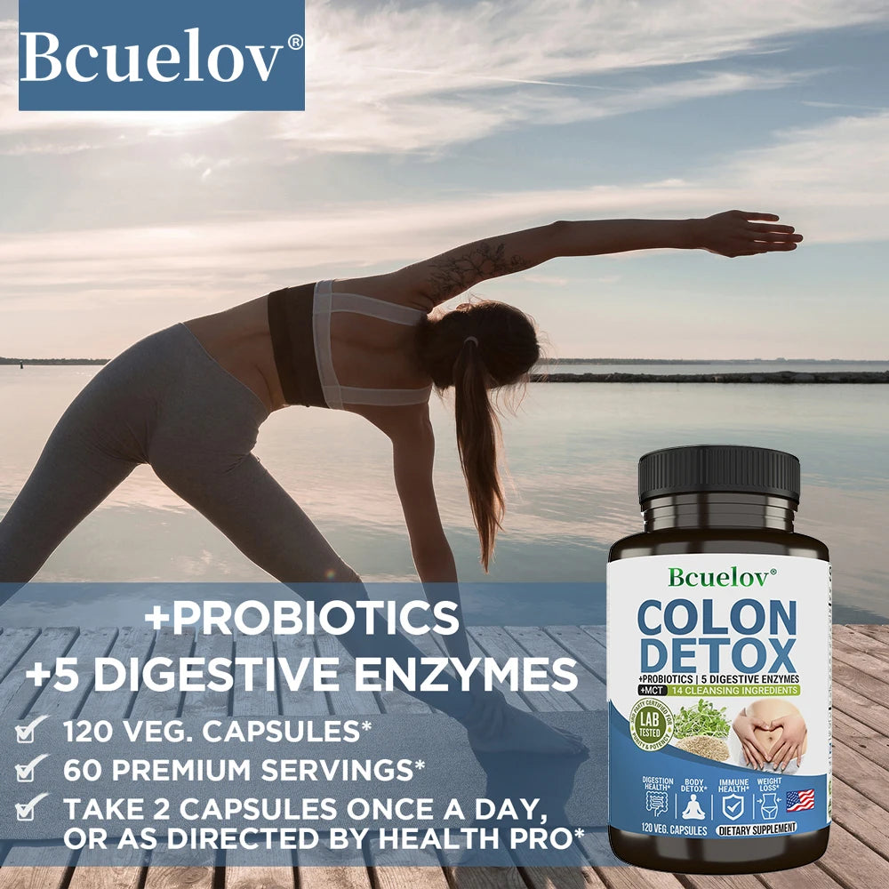 Colon Cleanser Detox Supplements - Bowel Cleansing & Probiotics - Natural Digestion, Constipation & Bowel Relief, Bowel Health