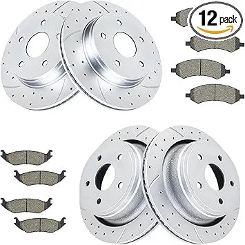Front and Rear Brake Rotors with Ceramic Brake Pads for Dodge Ram 1500
