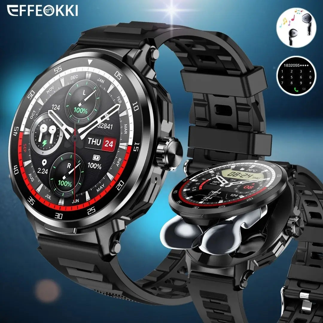Smart Watch for Men with Hidden Earbuds Fitness Tracker and Heart Rate Monitor