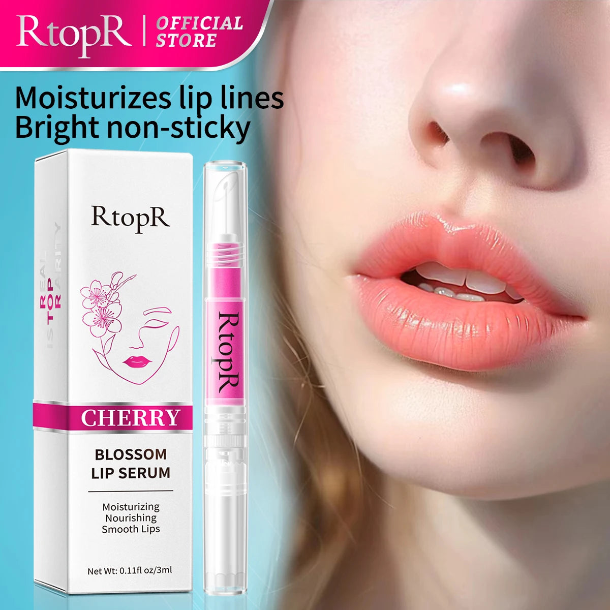 RtopR Cherry Blossom Moisturizing Lip Gloss Fades Lip Fine Lines Essence Lip Mask Chapped Peeling Repair Beauty Care Cosmetics