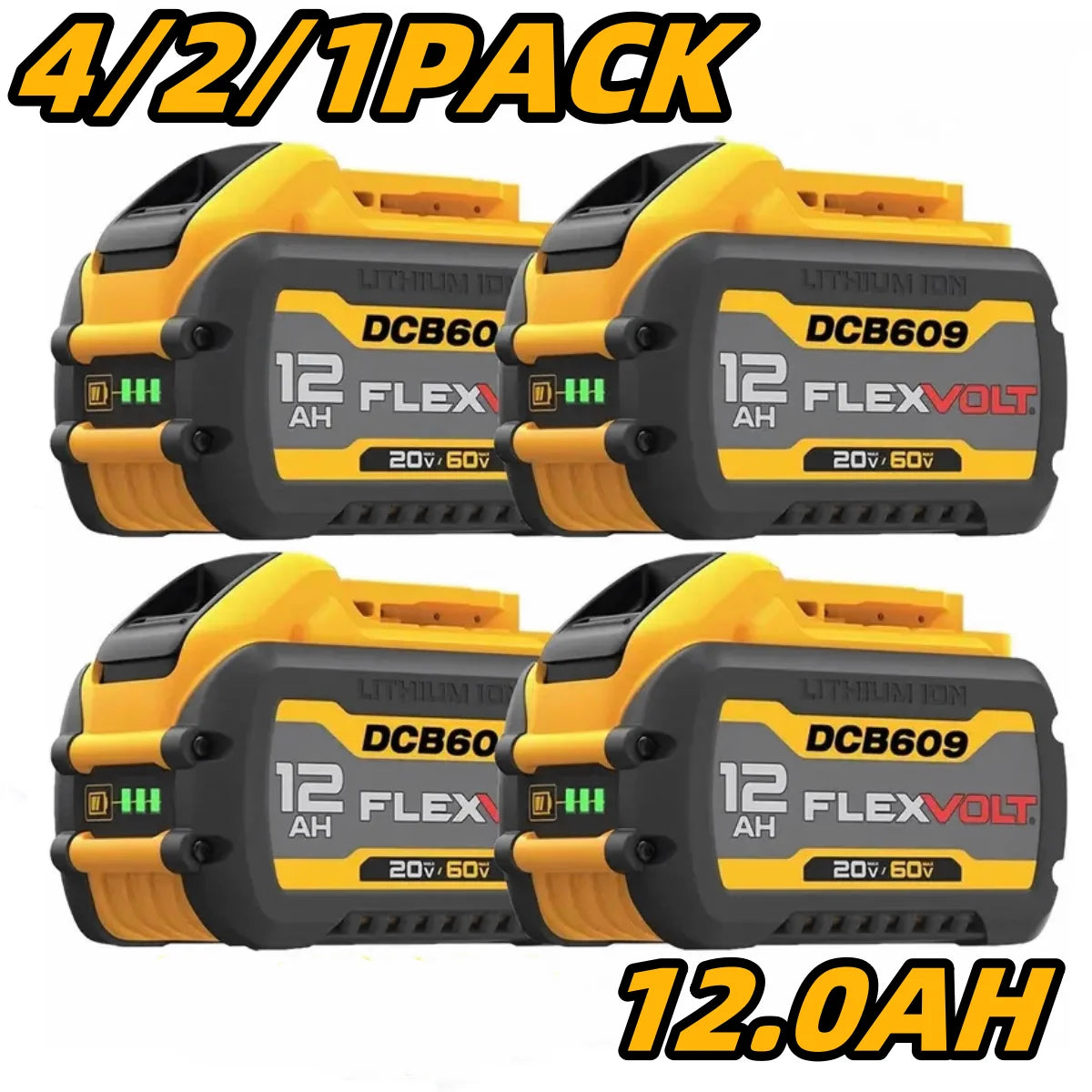 12.0Ah 20V 60V Replacement Battery for Dewalt Flex-Volt DCB606 DCB609 DCB612