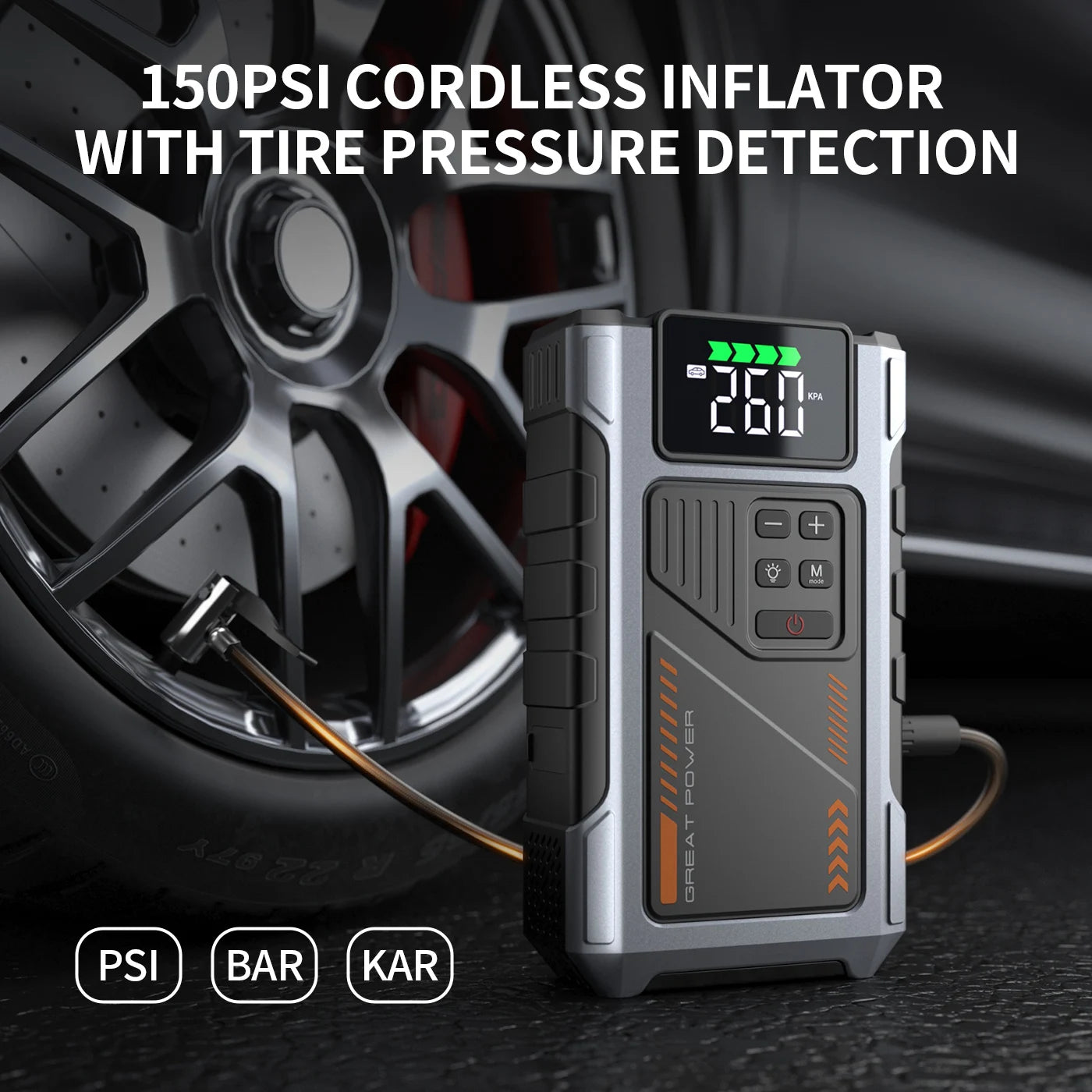 Portable Car Jump Starter and Air Compressor 3000A Peak for Gas and Diesel