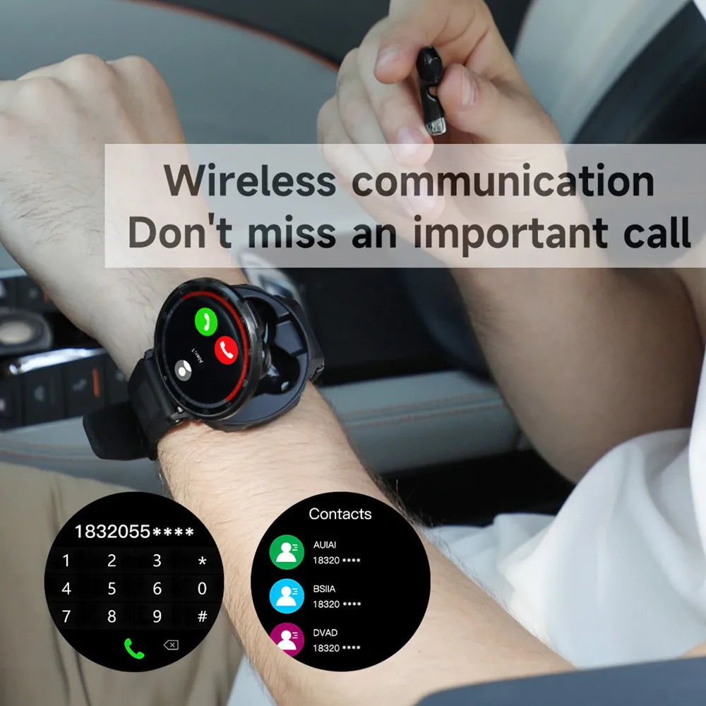 Smart Watch for Men with Hidden Earbuds Fitness Tracker and Heart Rate Monitor
