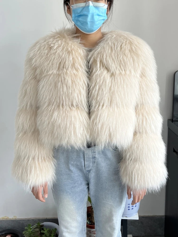 Real Raccoon Fur Coat Super Hot Winter Women Luxury ThickNatural Fox Fur Jacket Plus Size Furry Jackets Female Vest