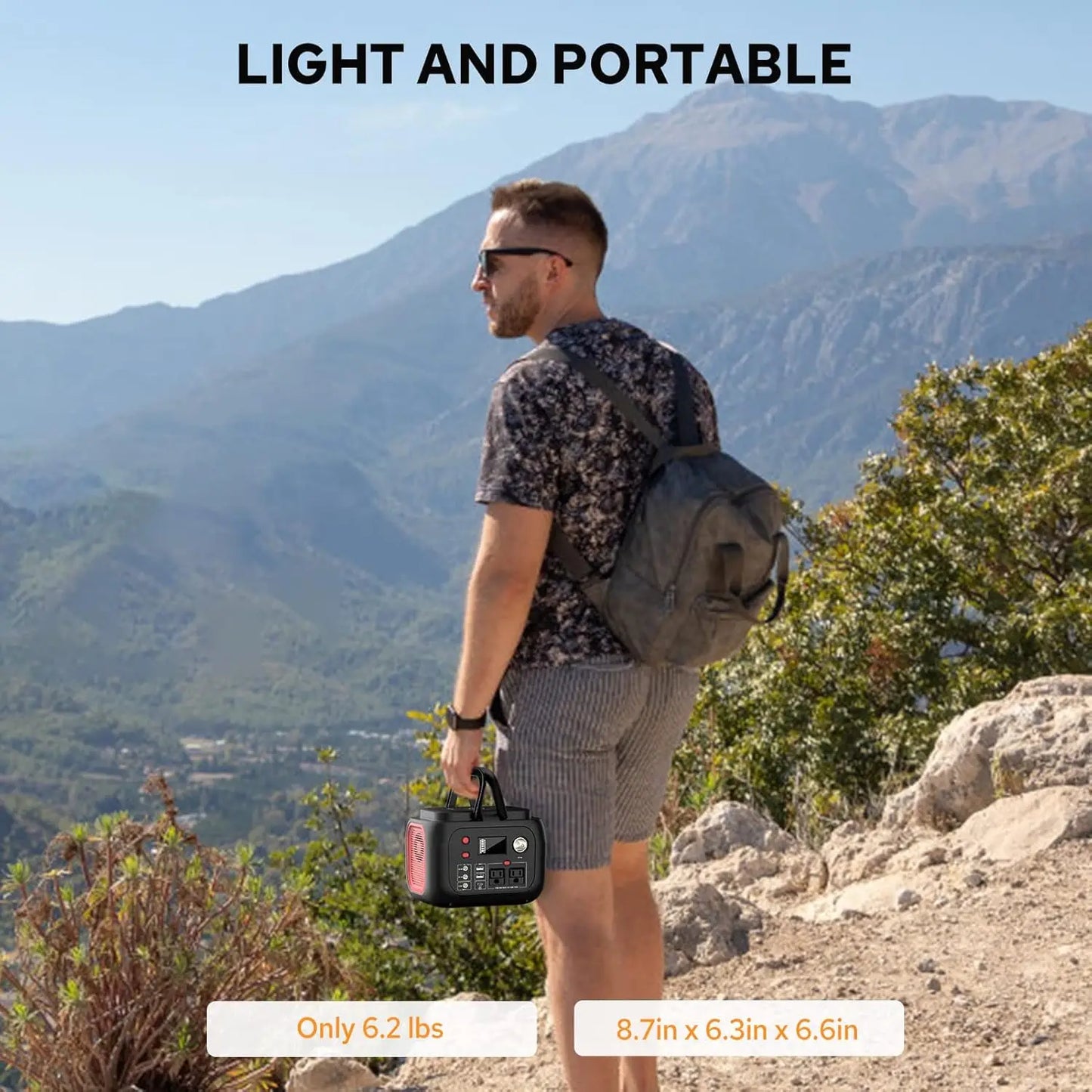 Portable Power Station 300W Power Bank with AC Outlet 228Wh Solar Generator with LED Light Portable Generators 9 Outputs Battery