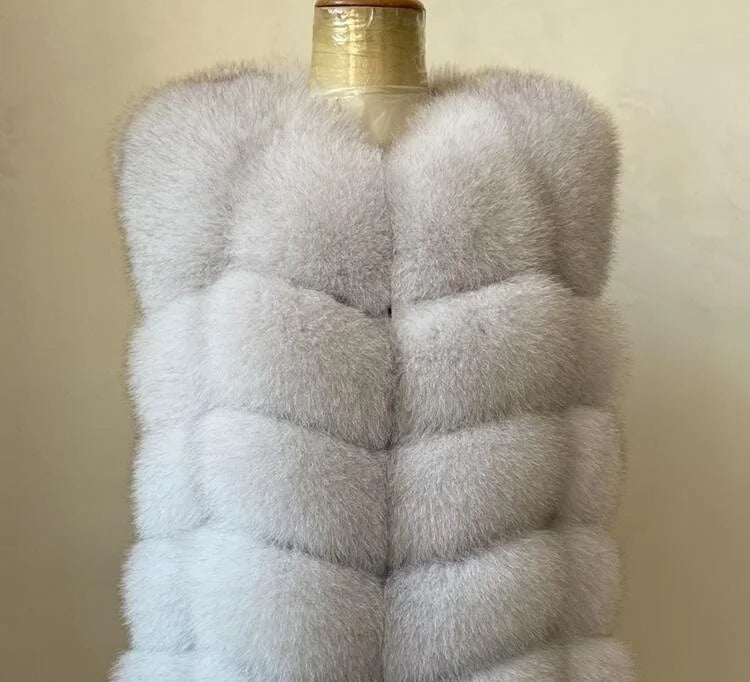 kejinyuan real fox fur raccoon fur vest Women's Natural winter warm sleeveless