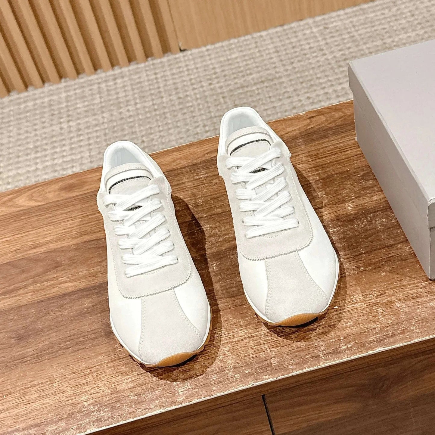 Spring Autumn Genuine Leather Round-Toe Lace-Up Tennis Shoes German Sneakers Casual Shoes Athletic Shoes Handmade Bota Feminina