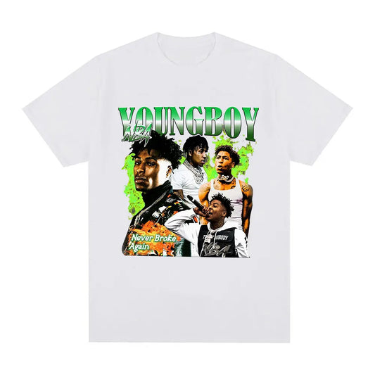 YoungBoy Never Broke Again T Shirt High Quality Aesthetics Short Sleeves Oversized T-shirt Men Hip Hop Vintage Streetwear